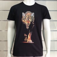Нова мъжка тениска с дигитален печат Ходещ Вълк, Серия вълци, снимка 6 - Тениски - 40709129