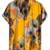 Мъжка модна тенденция, Ежедневна мъжка риза с щампи с къс ръкав, 4цвята - 023 , снимка 4 - Ризи - 40847917
