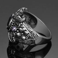 Сребърен пръстен с лилав аметист, снимка 4 - Пръстени - 34818740