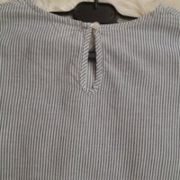 УНИКАЛНА риза в ситно синьо-бяло райе с английска бродерия в неоново розов цвят, снимка 8 - Ризи - 41282550