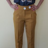 Панталон с висока талия в цвят старо злато, снимка 1 - Панталони - 38753310