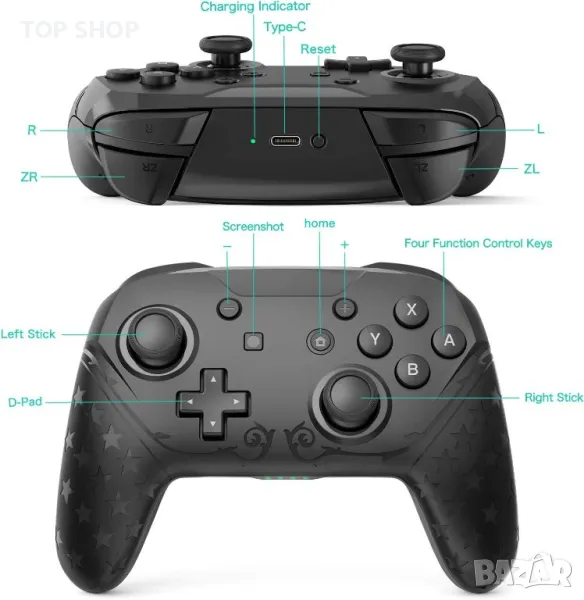 Безжичен контролер YCCTEAM Pro, Switch/Switch Lite, дистанционно управление с NFC, двойна вибрация, снимка 1