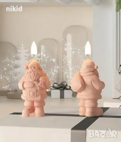 3D Изправен Дядо Коледа носещ чувал силиконов молд форма фондан шоколад смола гипс декор свещ украса, снимка 1
