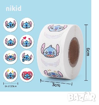 100 бр Стич Stitch глава малки самозалепващи лепенки стикери за ръчна изработка за подарък, снимка 1