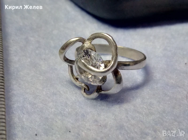 АЖУРЕН СКЪПОЦЕНЕН СРЕБЪРЕН ПРЪСТЕН СРЕБРО 925 с ПРЕКРАСЕН ЮВЕЛИРНО ФАСЕТИРАН ИСКРЯЩ ЦИРКОН 49338, снимка 1