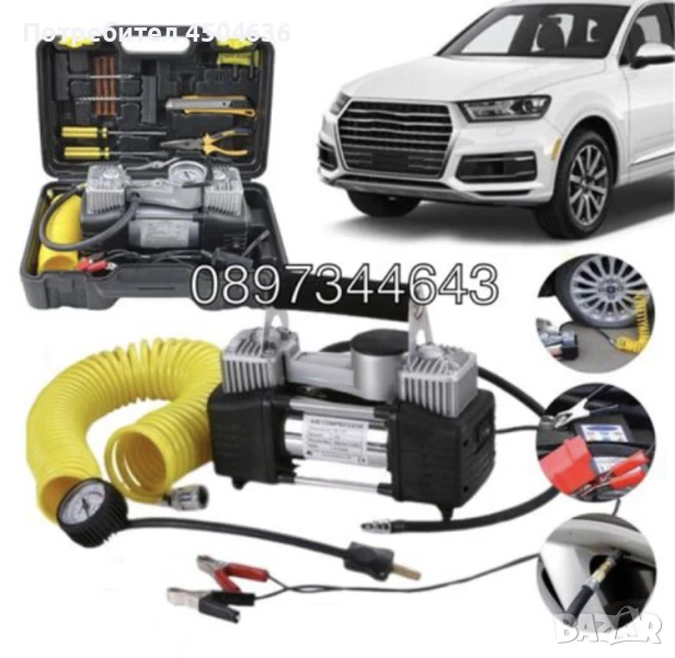 Компресор за гуми с комплект инструменти, снимка 1