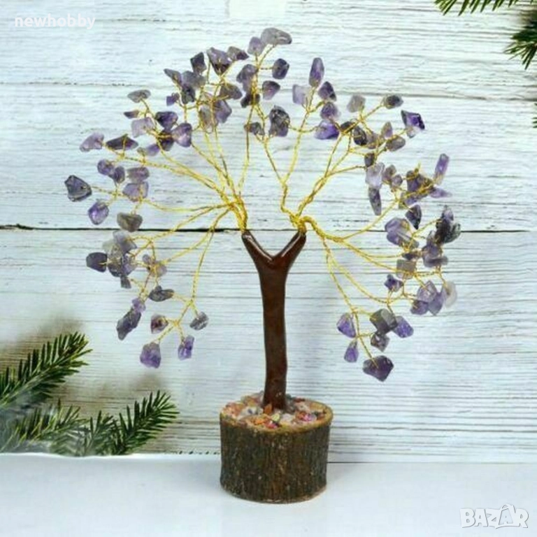 Дърво с естествени камъни, снимка 1
