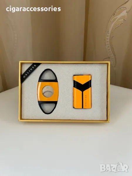 Подаръчен комплект GALINER – Запалка с два пламъка + ножичка за пури, снимка 1