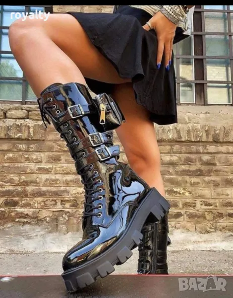 Равни ботуши - черен лак, снимка 1