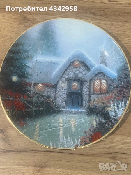 Декоративна порцеланова чинияа „Къщата на дървосекача“.САЩ., снимка 1