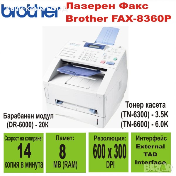 Лазерен Факс Brother FAX-8360P, снимка 1
