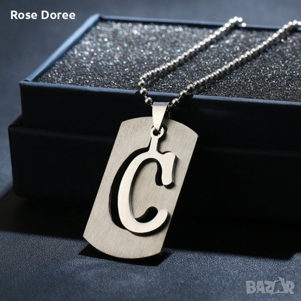 RD 477 Буква С колие медицинска стомана мъжки мъжко инициали унисекс подарък безплатна дост, снимка 1