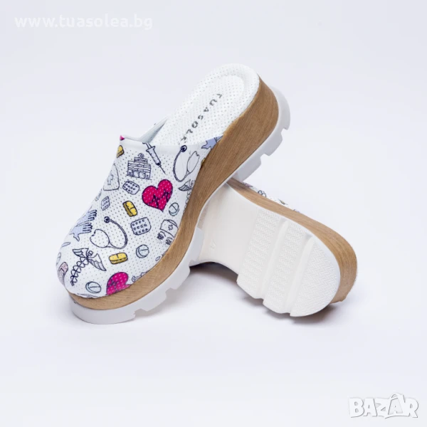 Анатомични чехли на платформа от естествена кожа | Марка Tuasolea, снимка 1