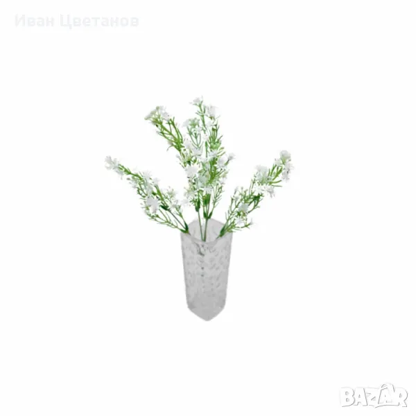 Изкуствена аранжировка с миниатюрни бели цветчета – елегантен декоративен акцент, снимка 1