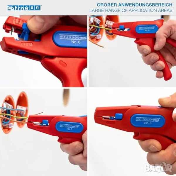 WEICON Super No.6 / 0,2-6 mm² / VDE 1000V - Made in Germany - ЧИСТО НОВИ Автомат. Клещи изол. кабели, снимка 1