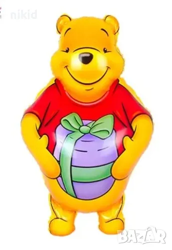 Мечо Пух с подарък голям балон фолио фолиев хелий или въздух парти рожден ден, снимка 1