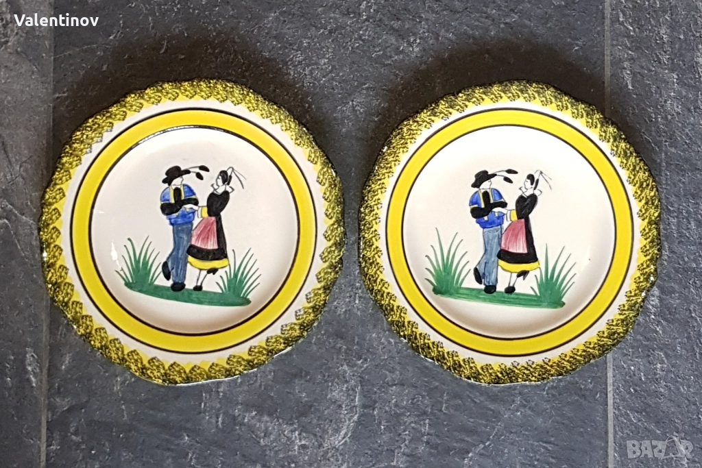 Две старинни керамични чинии- Кимпер- Франция , снимка 1