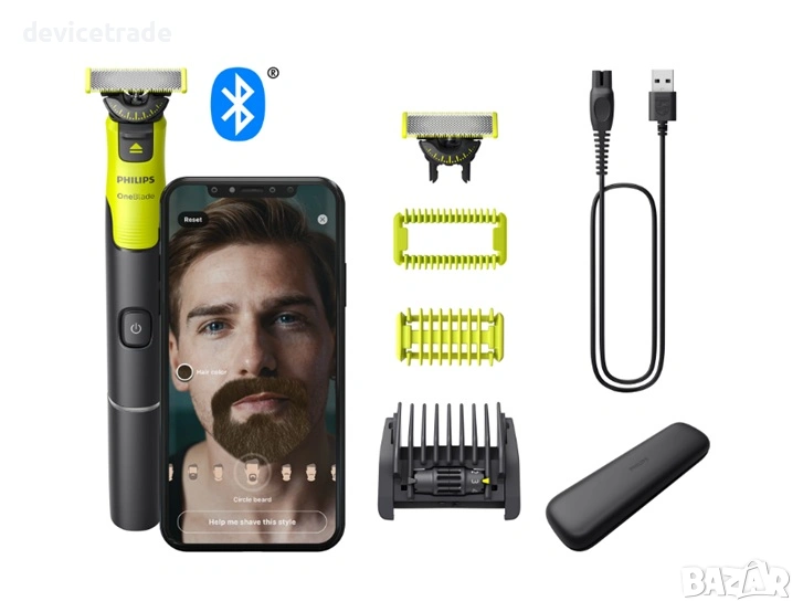 Хибридна самобръсначка, тример за брада и косми по тялото Philips OneBlade 360 QP4631/65, снимка 1