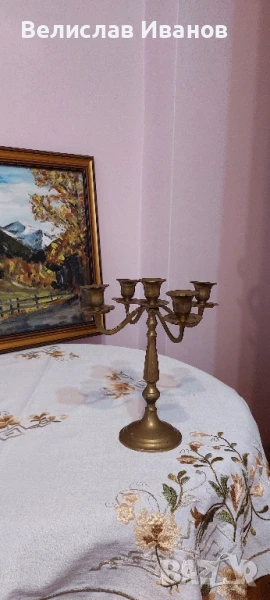 Месингов свещник с пет гнезда за свещи. Перфектно състояние., снимка 1