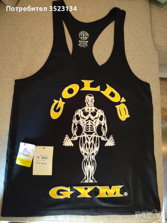 Фитнес потник Golds Gym - Черен, снимка 1