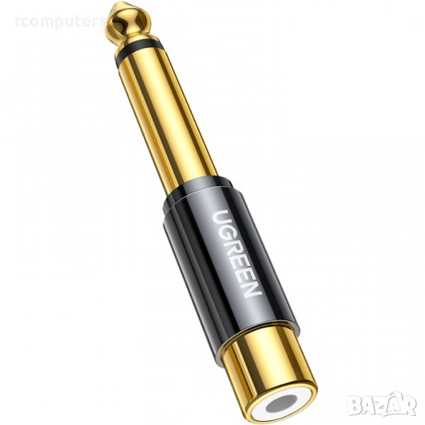 Преходник Ugreen  6.35mm jack adapter (male)-RCA (female) gold, снимка 1