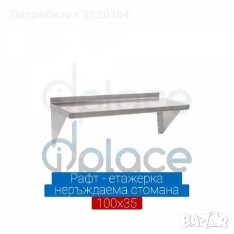 Рафтове-етажерки за стена от неръждаема стомана 100мм, 120мм и 150мм. ТОП Цена 139лв/86,41€, снимка 5 - Етажерки - 48516955