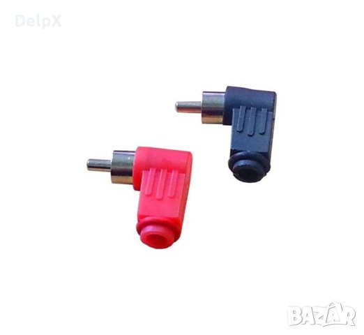 Букса ъглова за кабел черен/червен RCA(м), снимка 1 - Друга електроника - 42373000
