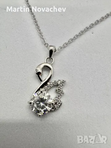 Сребърно колие с мойсанит (Диамант) 1 карат, снимка 7 - Колиета, медальони, синджири - 50106807