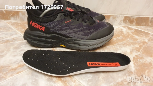 Hoka  Speedgoat 5 Gore-Tex Low Black Red W-40 2/3 185.80 лв. / 95 €, снимка 5 - Маратонки - 53610409