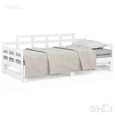 vidaXL Разтегателна кушетка, бяла, борово дърво масив, 2x(80x200) см（SKU: 820348）