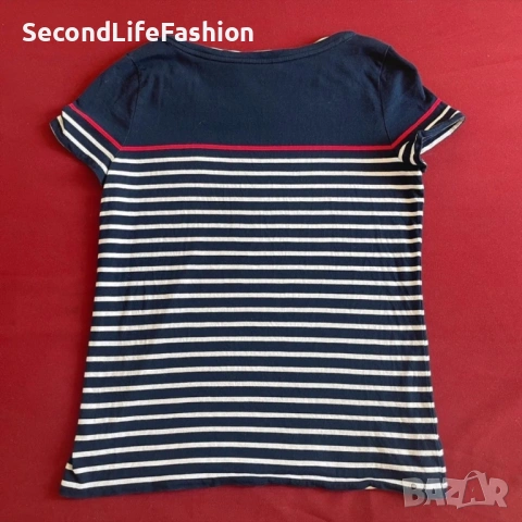 Дамска блуза на райета Lauren Ralph Lauren размер M памук синьо и бяло, снимка 6 - Тениски - 53673806