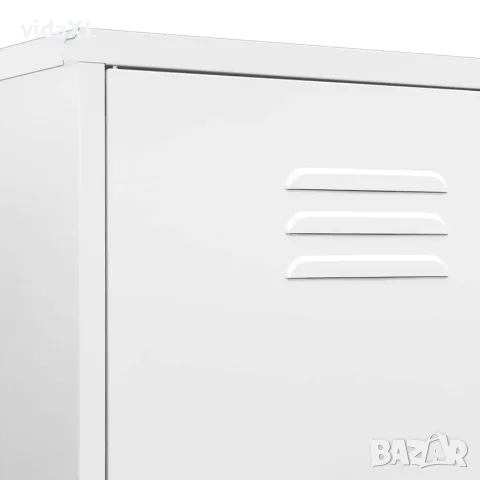 vidaXL Гардероб, бял, 90x50x180 см, стомана, снимка 8 - Гардероби - 56147066