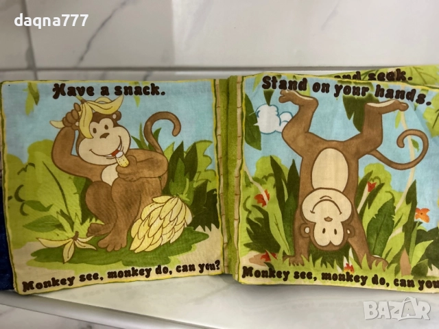 Книга от плат „Маймунка вижда маймунката прави“, снимка 6 - Други - 52256258