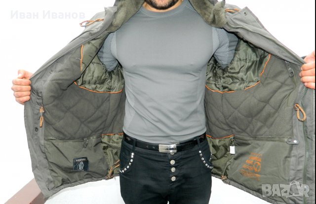 Мъжко дебело зимно ватирано яке с качулка Geographical Norway размер ХЛ , снимка 5 - Якета - 34729353