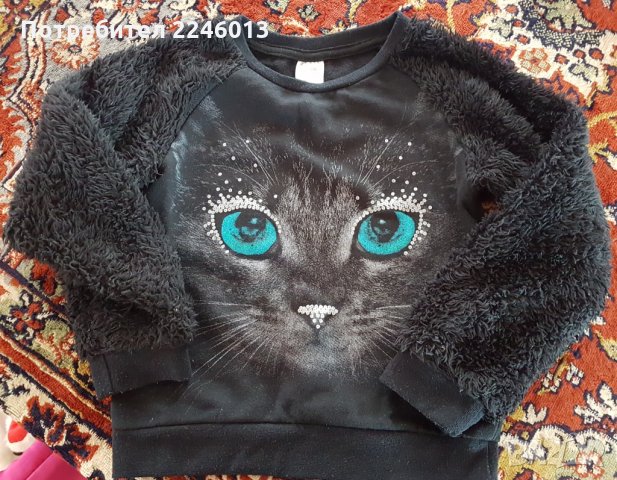 Зимна детска блузка с котенце, снимка 2 - Детски Блузи и туники - 34375618