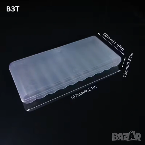 КУТИЯ ЗА СЪХРАНЕНИЕ НА 10 БРОЯ БАТЕРИИ AAA ПЛАСТМАСОВА ПРОЗРАЧНА БЯЛА, снимка 2 - Кутии за съхранение - 53433659