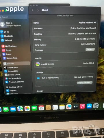 13" Core i5 MacBook Air А1932 (2019) Silver, снимка 9 - Лаптопи за работа - 52047927