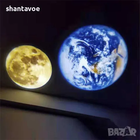 Нощна USB лампа проектор на Земя и Луна с трипод, снимка 2 - Настолни лампи - 47913962