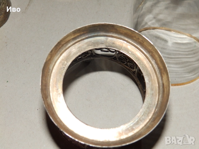 Руски посребрени подстакани филигран с оригинални чаши, снимка 8 - Антикварни и старинни предмети - 52533769