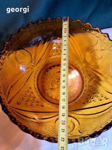 голяма и малка фруктиера, 7 купички и плато от цветно стъкло карамел 28/3, снимка 9 - Аксесоари за кухня - 51862680