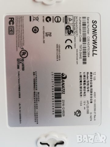 Sonicwall TZ105 Firewall, снимка 8 - Мрежови адаптери - 41718077
