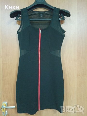 Черна мини рокличка с цип S размер, снимка 1 - Рокли - 40938114