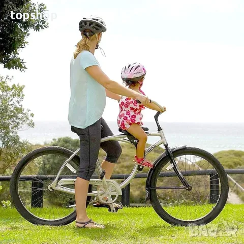 ЧИСТО НОВА Предна детска седалка за планински велосипед Lueirltoy MTB с детско кормило и степенки