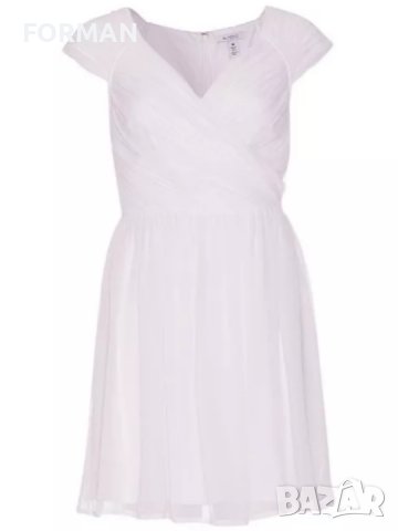 ИЗКЛЮЧИТЕЛНО КРАСИВА бяла рокля с леко отворени рамене - шифон с подплата, снимка 3 - Рокли - 40861302