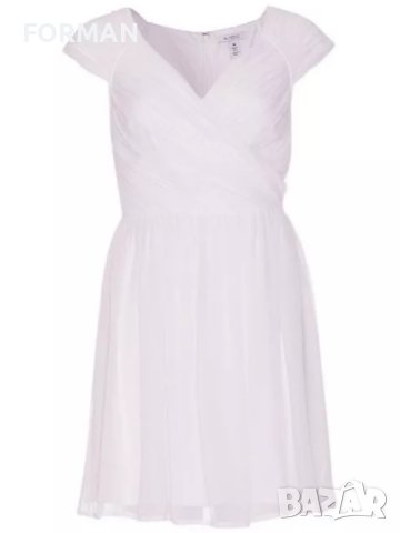 ИЗКЛЮЧИТЕЛНО КРАСИВА бяла рокля с леко отворени рамене - шифон с подплата, снимка 3 - Рокли - 40861302