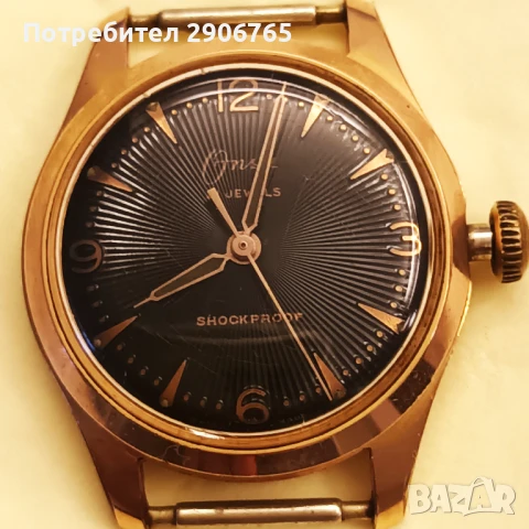 Стар позлатен Швейцарски часовник ONSA 21j работещ, снимка 2 - Антикварни и старинни предмети - 51158386