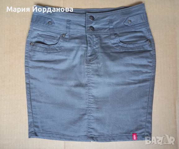 Къса сива дънкова пола Esprit, XS, снимка 2 - Поли - 44687385