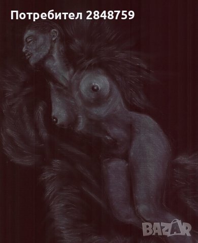 Еротикa, бяла креда върху черен картон, 70x50 см , снимка 2 - Картини - 42209544