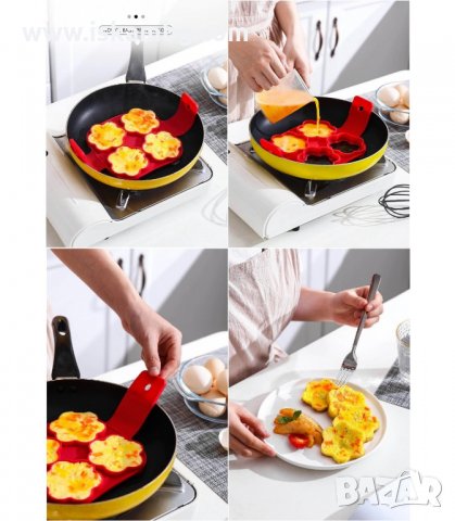 СИЛИКОНОВА ФОРМА ЗА ЯЙЦА И ПАЛАЧИНКИ С 4 ОТВОРА - код 2898, снимка 8 - Форми - 33910353