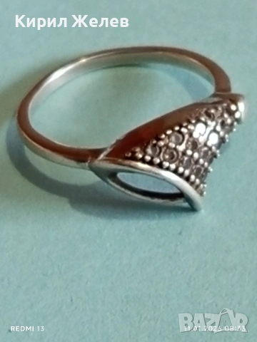 Стилен красив сребърен фешън АРТ пръстен с инкрустирани кристали 52681, снимка 8 - Пръстени - 53059718